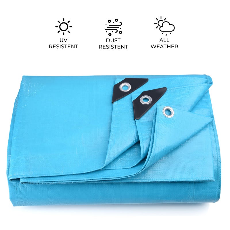 Teal Elite Tarps Heavy Duty Waterproof 20x30-12 mil Thick Camping Tent - Blue Tarp 20x30 UV Resistant, Rip & Tear Proof with Metal Grommets â€“ Multipurpose Use for Camping, Tent, Boat, RV, Car, & Pool Cover - Image 3