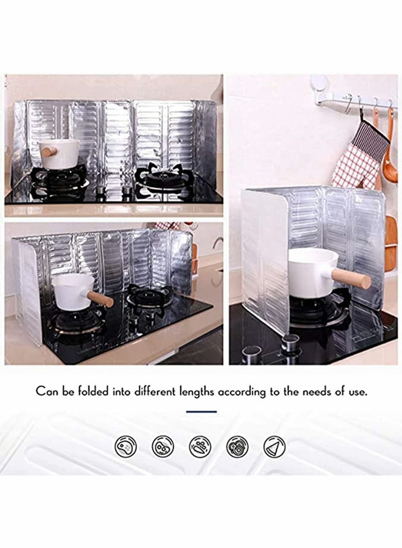 2 Pieces Anti Splatter Shield Guard Oil Barrier Stove Nonstick Aluminum Oil Splash Guard 3 Sided Splash Guard for Kitchen Cooking