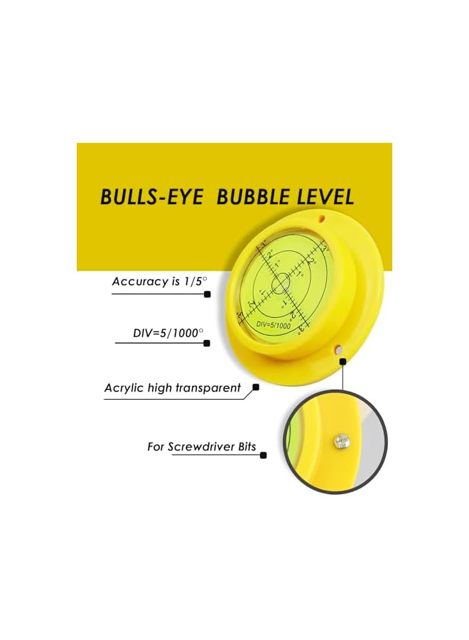 PROMASS promass Circular Spirit Level with 3 Mounting Holes - Large 90x17mm High Precision Plastic Case Round Bubble Level for Measuring Instruments, RV, Home  - Image 4