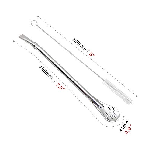 GFDesign Yerba Mate Bombilla Gourd Drinking Filter Straws Stirrer Food-Grade 18/8 Stainless Steel - Set of 2 with 2 Cleaning Brushes - 7.5 Inches Long - Image 5