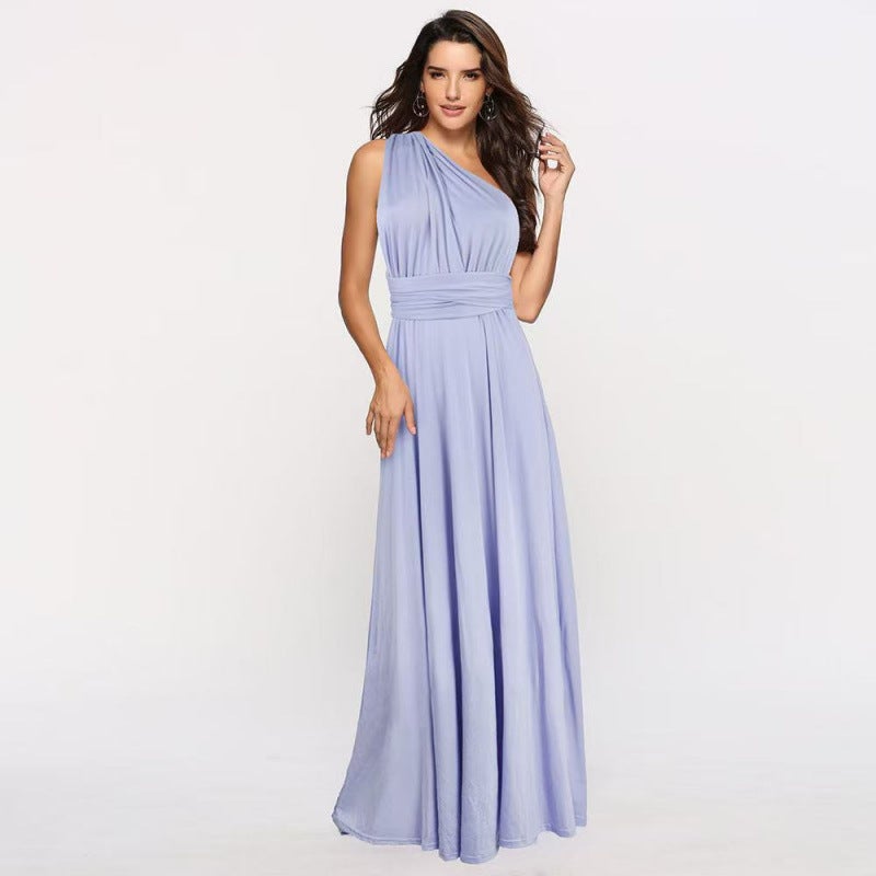 New Women's Solid Color Multi-Way Tie Red Evening Dress - Image 5