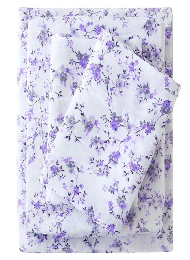 Viviland Floral King Sheet Set - 4 Piece Purple Lavender Botanical Patterned Bed Sheets - Soft, Breathable Microfiber Sheets with Deep Pocket, Non-Slip Fitted Sheets & Pillowcases - Image 1