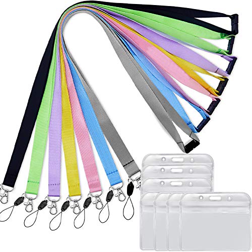 YOUOWO 7 Pack 7 Colors Lanyards With Horizontal ID Badge Holder For Office Keys Kids Women,Safety Breakaway Coloured Lanyard - Image 1
