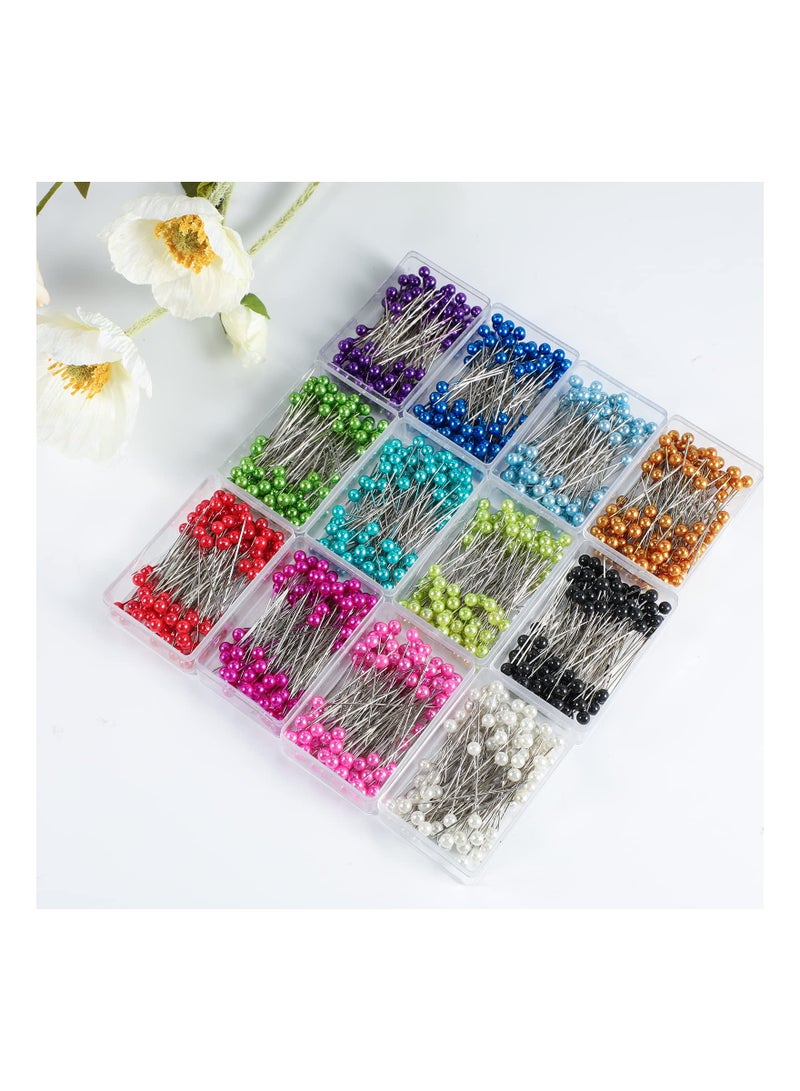 SYOSI 1200 Pieces Multicolor Head Pins, Straight Pins Jewelry Decoration Pins Dressmaker Pins Assorted Colors Sewing Pins Crafting Pins for Dressmaker Jewelry Decoration Sewing Projects(1.57inch) - Image 4