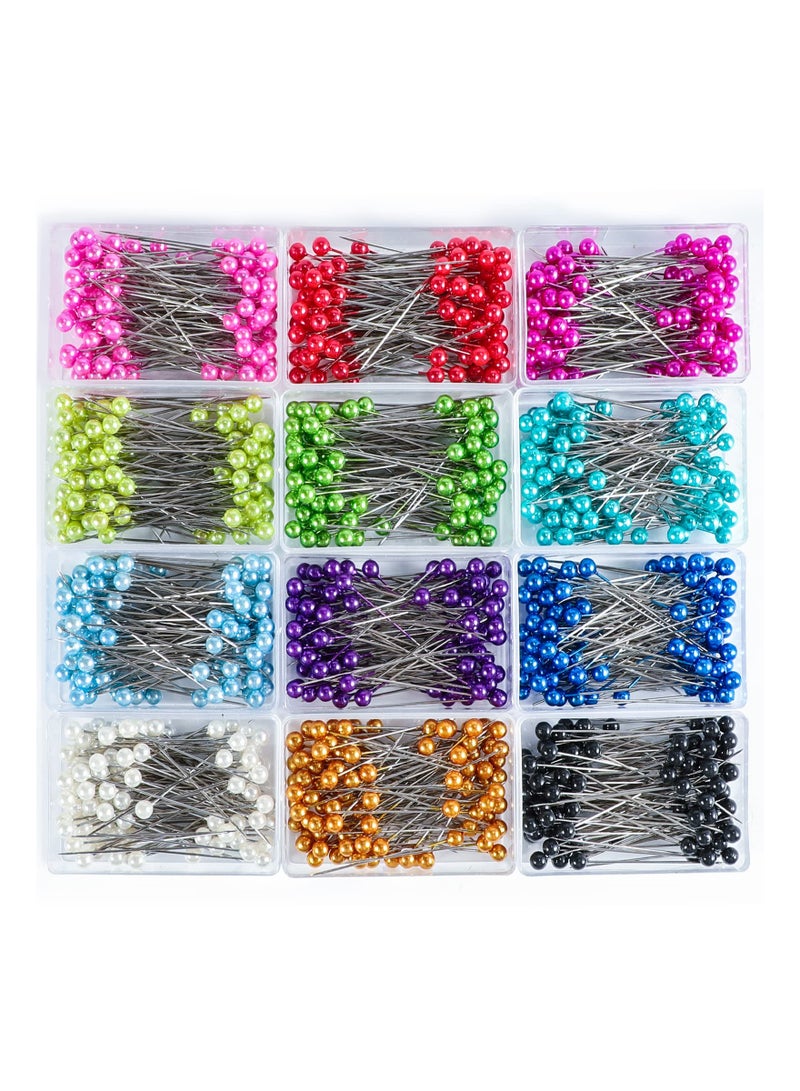 SYOSI 1200 Pieces Multicolor Head Pins, Straight Pins Jewelry Decoration Pins Dressmaker Pins Assorted Colors Sewing Pins Crafting Pins for Dressmaker Jewelry Decoration Sewing Projects(1.57inch) - Image 1