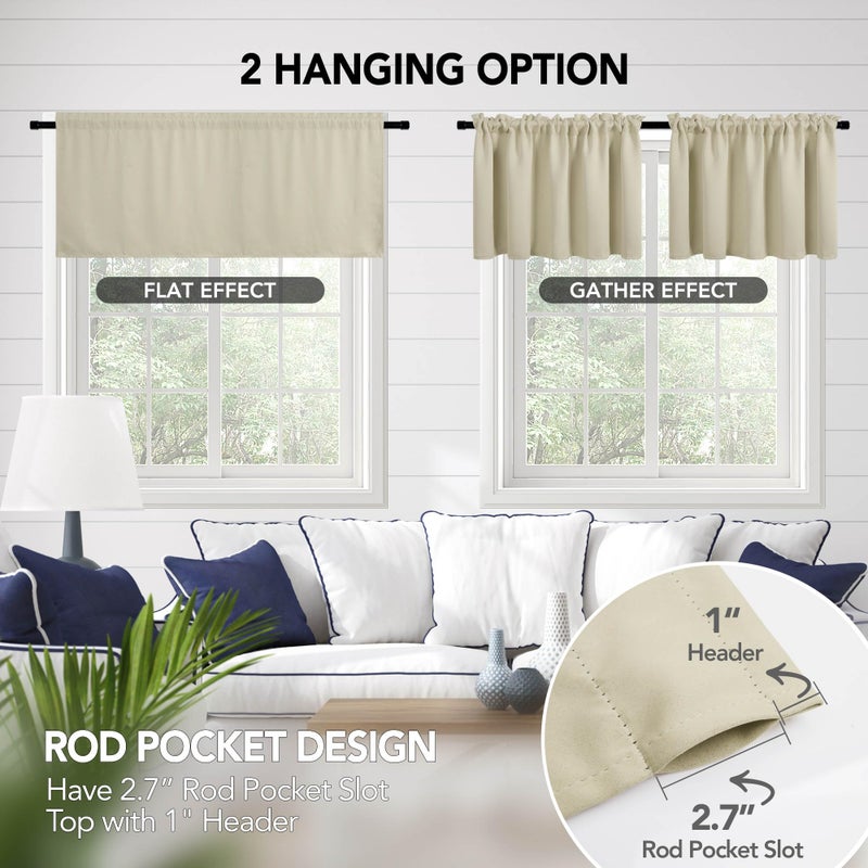 Deconovo Blackout Curtains for Bedroom-Thermal Insulated  Noise-Reducing  Energy-Efficient Drapes for Privacy & Soundproofing-Ideal for Parents  Seniors-42W x 30L Inch  Beige  2 Panels - Image 3