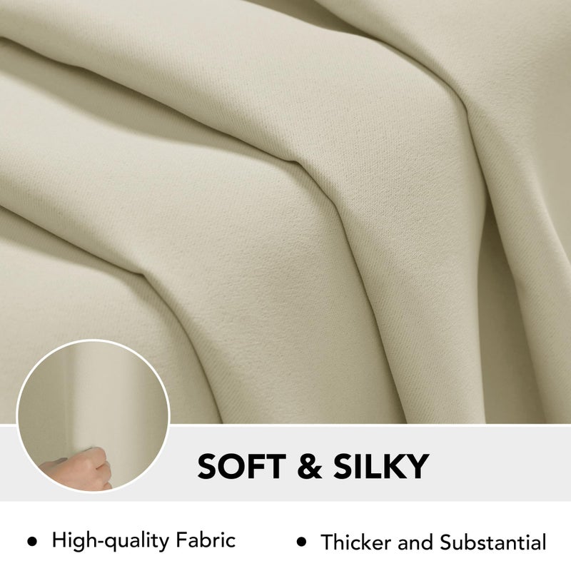 Deconovo Blackout Curtains for Bedroom-Thermal Insulated  Noise-Reducing  Energy-Efficient Drapes for Privacy & Soundproofing-Ideal for Parents  Seniors-42W x 30L Inch  Beige  2 Panels - Image 5