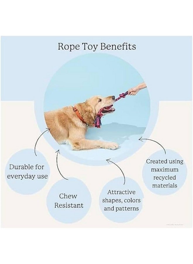 بت لعبة مضغ من حبل قطني للحيوانات الأليفة - عظمة مضغ مطاطية وحبل معقود وحبل طويل للعب وتنظيف الأسنان والتدريب (اللون حسب التنوع، عبوة من 7 قطع) - Image 4