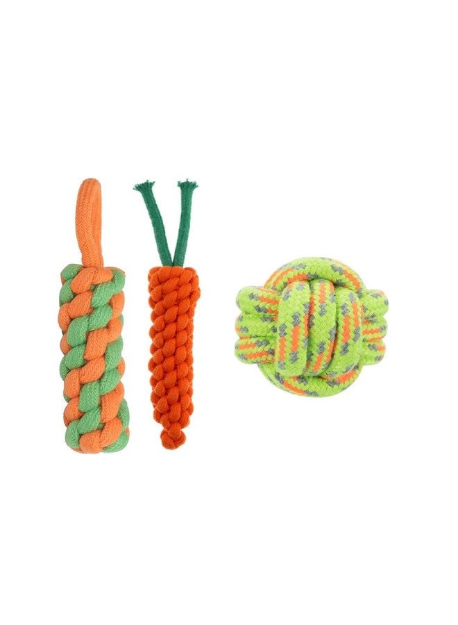 بت لعبة مضغ من حبل قطني للحيوانات الأليفة - عظمة مضغ مطاطية وحبل معقود وحبل طويل للعب وتنظيف الأسنان والتدريب (اللون حسب التنوع، عبوة من 7 قطع) - Image 2