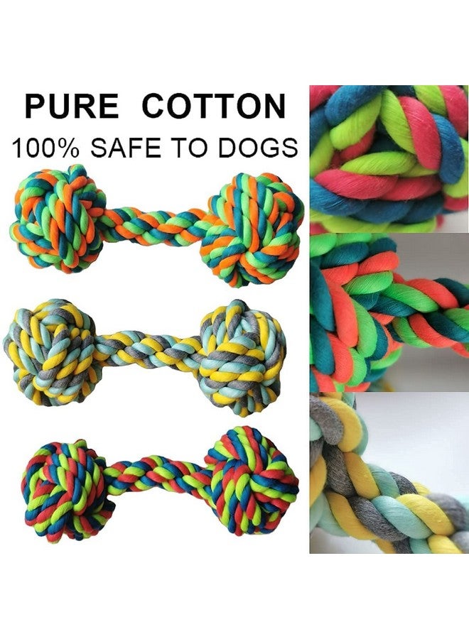 بت لعبة مضغ من حبل قطني للحيوانات الأليفة - عظمة مضغ مطاطية وحبل معقود وحبل طويل للعب وتنظيف الأسنان والتدريب (اللون حسب التنوع، عبوة من 7 قطع) - Image 3