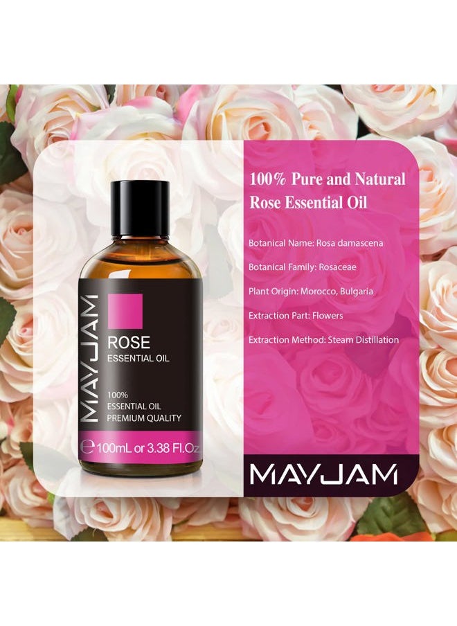 MAYJAM Rose Essential Oil, MAYJAM Premium Pure Essential Oils for Diffusers for Home, 3.38FL.OZ Large Volume Rose Oil for Soap Candle Making Massage  - Image 3
