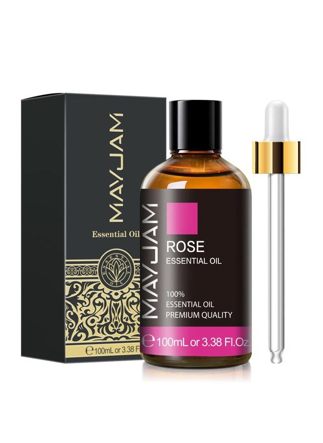 MAYJAM Rose Essential Oil, MAYJAM Premium Pure Essential Oils for Diffusers for Home, 3.38FL.OZ Large Volume Rose Oil for Soap Candle Making Massage  - Image 1