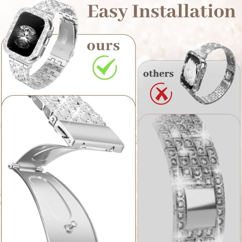 Golden Yellow Rhinestone Band With Case For 44mm Apple Watch Series 6 SE SE2 - Image 5