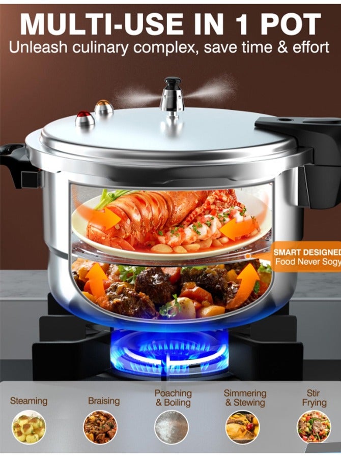 فوكدوبو طنجرة ضغط سعة 5 لتر، طنجرة متينة متوافقة مع الحث الحراري مع سطح مصقول للتسخين السريع، لون فضي - Image 3