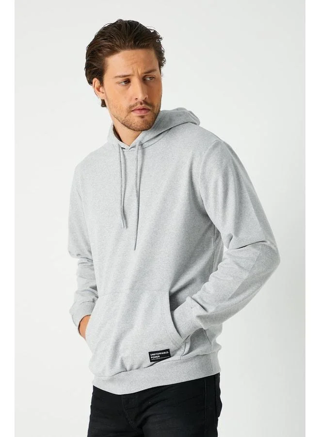 Mmetalic  Men's Grey Hooded Kangaroo Pocket Sweatshirt for Men | Best Price UAE