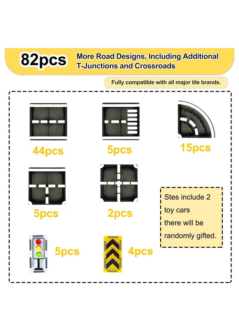 XiuWoo 82 pcs Magnetic Tiles Road Set, STEM Magnet Building Blocks for Toddler Kids Toys, Montessori Educational Toy Gifts for 3+ Year Old Boys Girls, Ideal Birthday Gift for Kids Ages 3-7  - Image 2