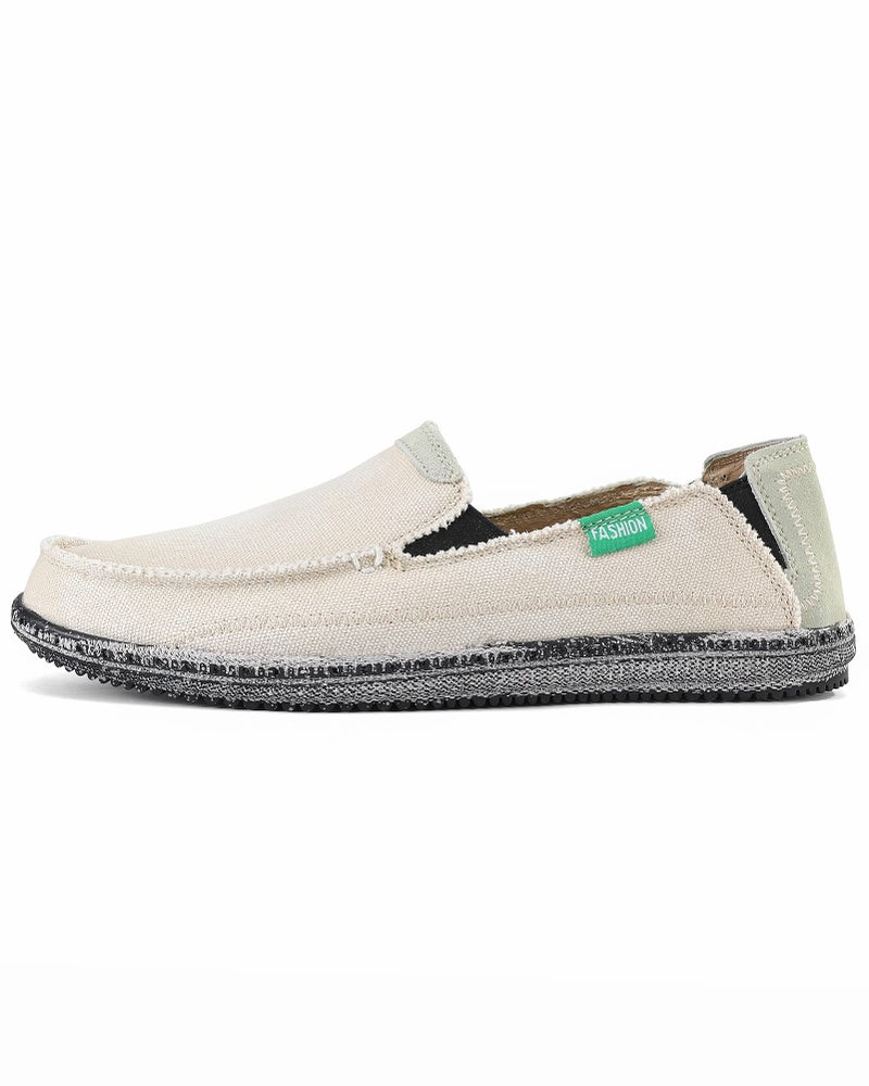 VILOCY Mens Slip on Deck Shoes Zero Drop Casual Canvas Loafer Vintage Flat Boat Shoes Beige US11 EU45 - Image 4