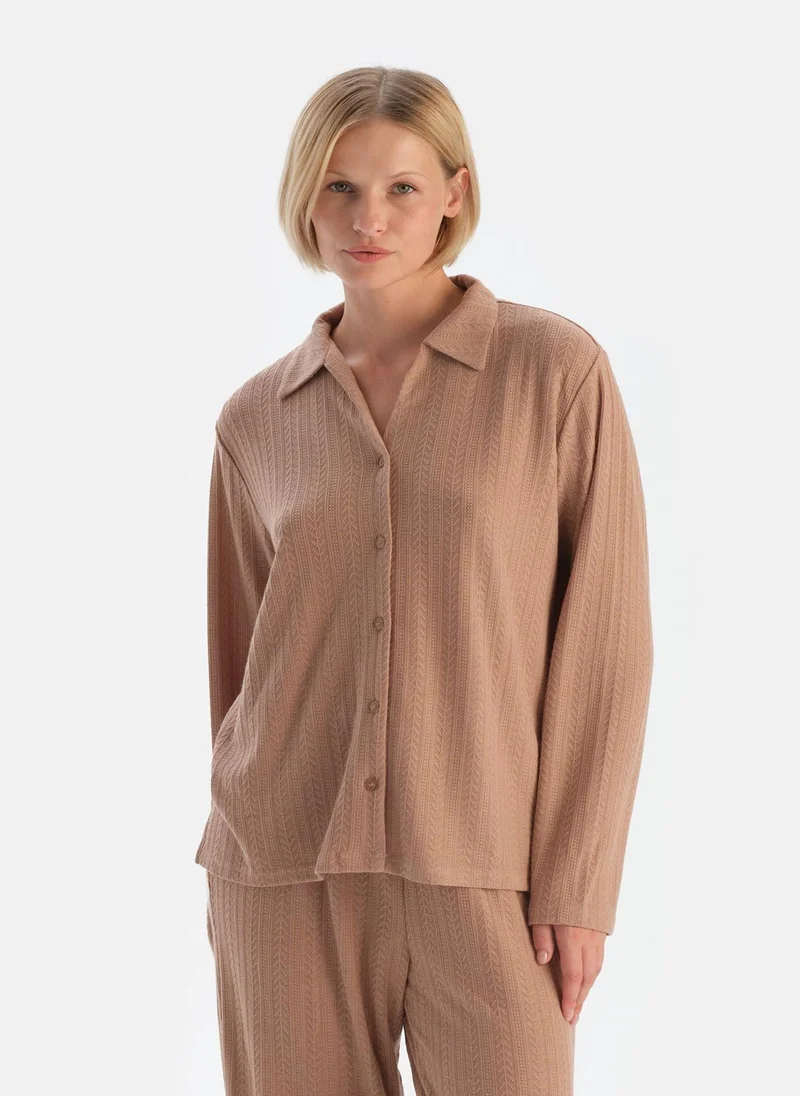 داجي تيشيرت فيسكوز بياقة ممتدة للمنزل