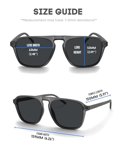 PRIVEL XXL Size Extra Large 159MM Polarized Square Aviator Sunglasses Big Wide Heads Men Ultralight UV400 Protection Glasses (PMX012P-6) - Image 5
