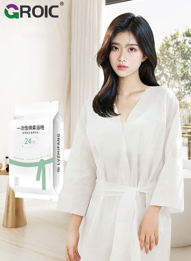 GROIC 2PCS Disposable Robes, Disposable bathrobe,Non-woven Body Wrap Kimono Bathrobe for Hotel,Beauty Salon,Unisex & One Size Fits All Silk Robes for Men & Women - Image 1