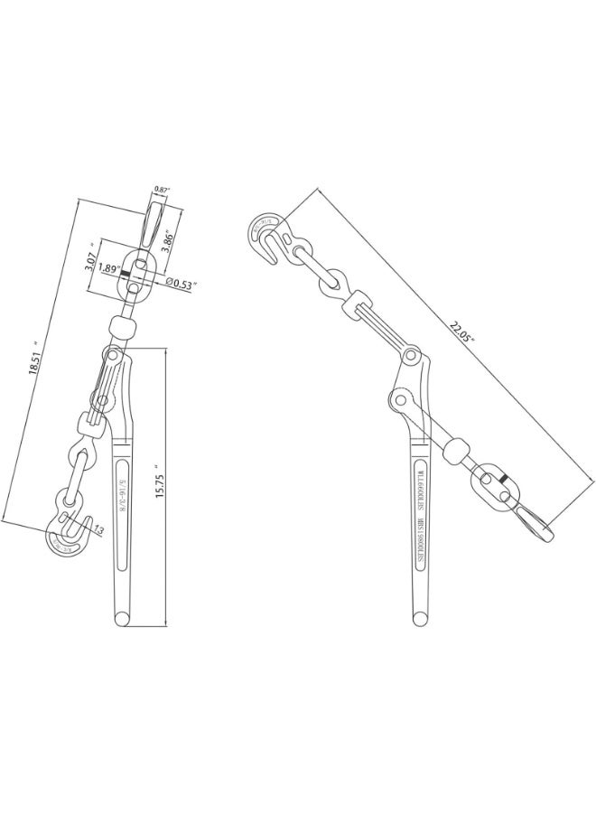 5/16" – 3/8" Ratchet Binders 5400 LBS Secure Working Load, Hooks and Adjustable Length, Heavy Duty Lever Load Binder for Grade 70-80 Chains, Tie Down, Hauling, Towing  - Image 2