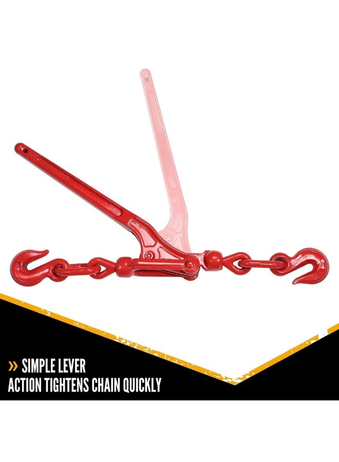 5/16" – 3/8" Ratchet Binders 5400 LBS Secure Working Load, Hooks and Adjustable Length, Heavy Duty Lever Load Binder for Grade 70-80 Chains, Tie Down, Hauling, Towing  - Image 3