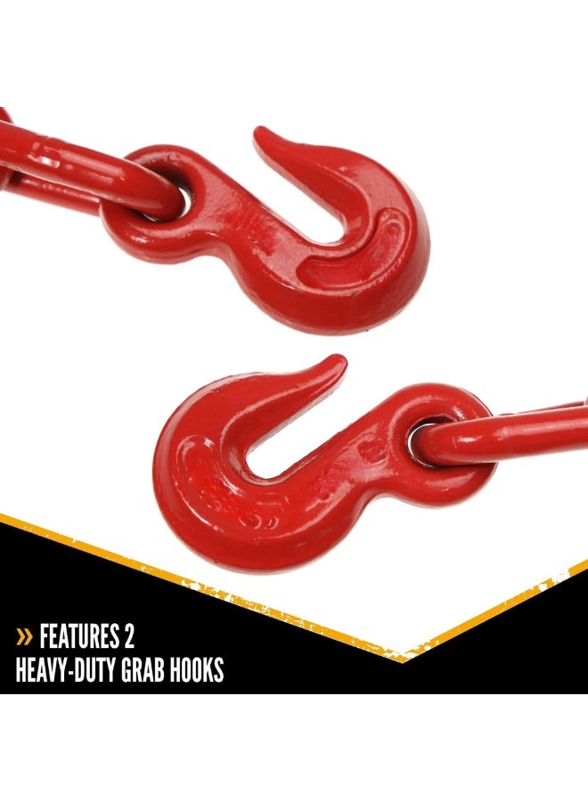 5/16" – 3/8" Ratchet Binders 5400 LBS Secure Working Load, Hooks and Adjustable Length, Heavy Duty Lever Load Binder for Grade 70-80 Chains, Tie Down, Hauling, Towing  - Image 4