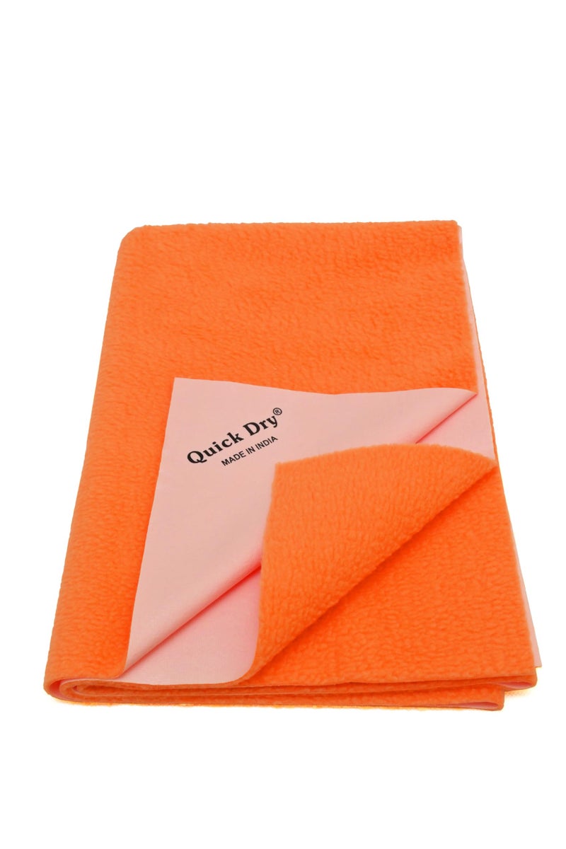 Waterproof Quick Dry Sheet for Baby| Bed Pad Anti-Piling Fleece Extra Absorbent Washable Matress Protector| Baby Bed Protector Sheet for Toddler Children. (Orange, Medium)  - Image 1