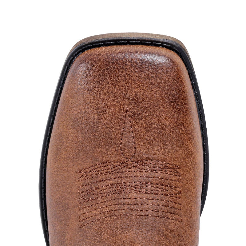 IUV Cowboy Boots For Women Square Toe Wide Western Boots Mid Calf Cowgirl Boots Pull On Embroidered Brown Cowboy Boots - Image 5