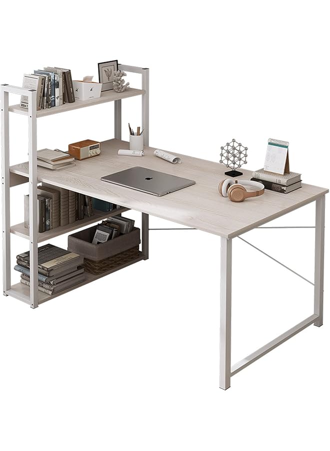 SKY-TOUCH Computer And Laptop Desk Yellow With Storage Shelves And Book Shelf For Study Office Work Station And Gaming 120 * 48Cm - Image 1