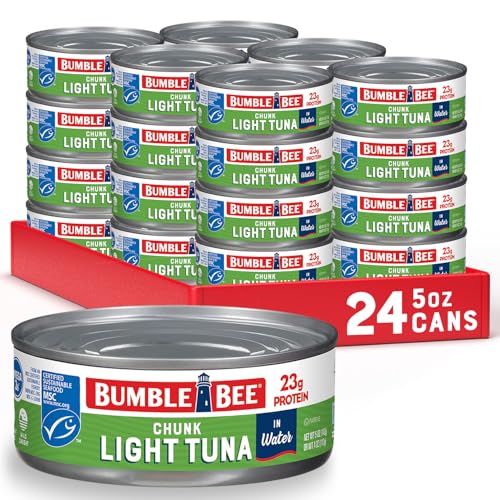 Bumble Bee Chunk Light Tuna In Water 5 oz Cans Pack of 24 Wild Caught Skipjack Tuna 23g Protein Per Serving MSC Certified Sustainable Seafood NonGMO Gluten Free Kosher - Image 1