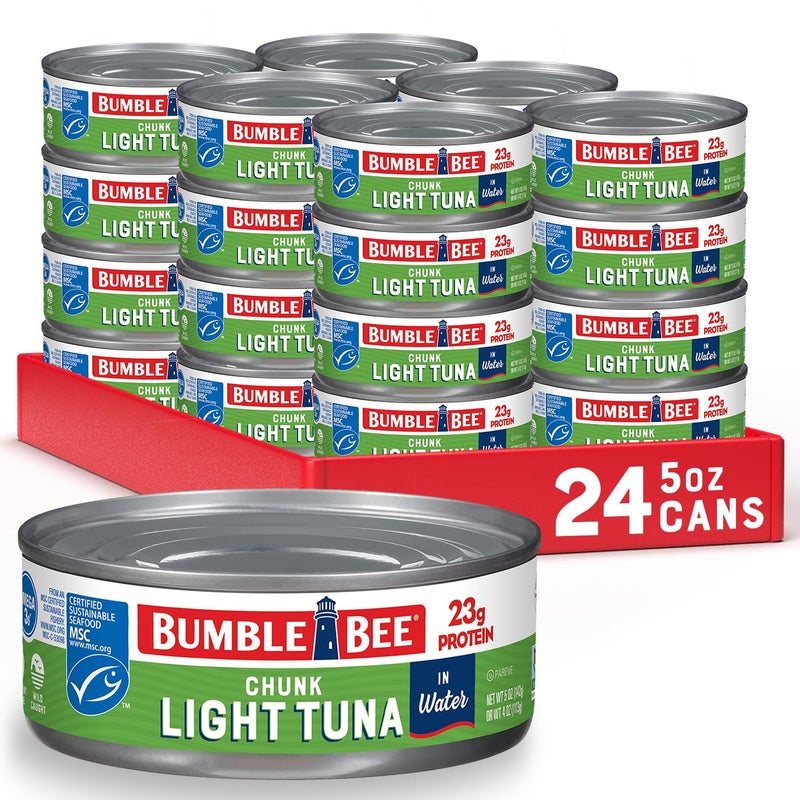 Bumble Bee Chunk Light Tuna In Water 5 oz Cans Pack of 24 Wild Caught Skipjack Tuna 23g Protein Per Serving MSC Certified Sustainable Seafood NonGMO Gluten Free Kosher - Image 2