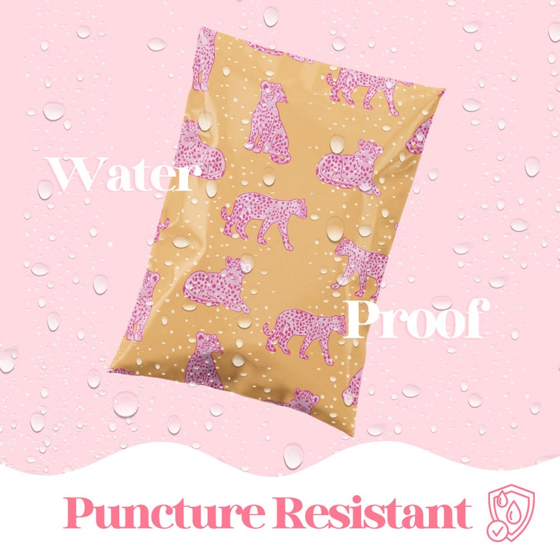 Pretty Package Store 6x9 Designer Poly Mailer 100 Pack Heavy Duty Waterproof Self Seal Shipping Bags for Small Business Large Mailing Envelopes Bulk Tear Resistant Packaging Pink Orange Leopard - Image 5