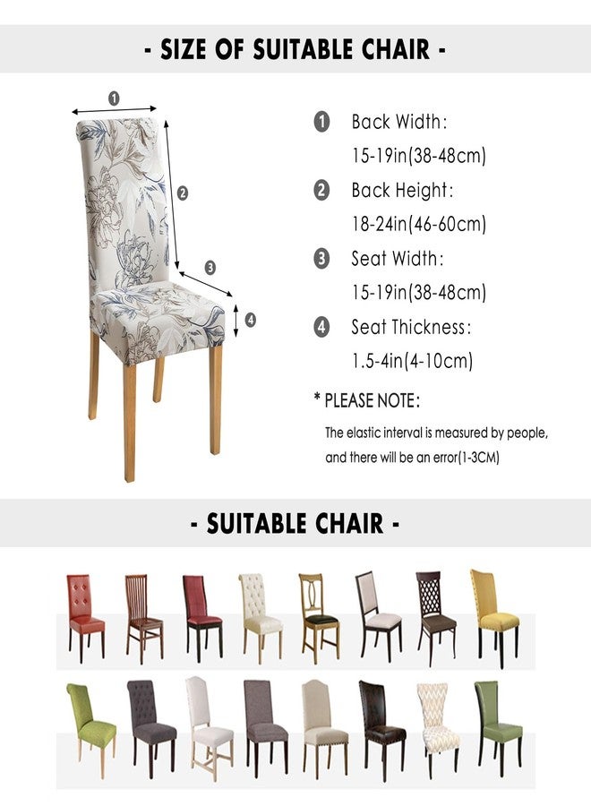 FORCHEER Chair Covers for Dining Room Set of 4 Elegant Flowers Stretch Floral Kitchen Chair Slipcover 4 Pieces Washable and Removable - Image 2