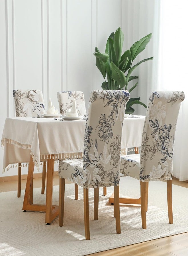 FORCHEER Chair Covers for Dining Room Set of 4 Elegant Flowers Stretch Floral Kitchen Chair Slipcover 4 Pieces Washable and Removable - Image 3