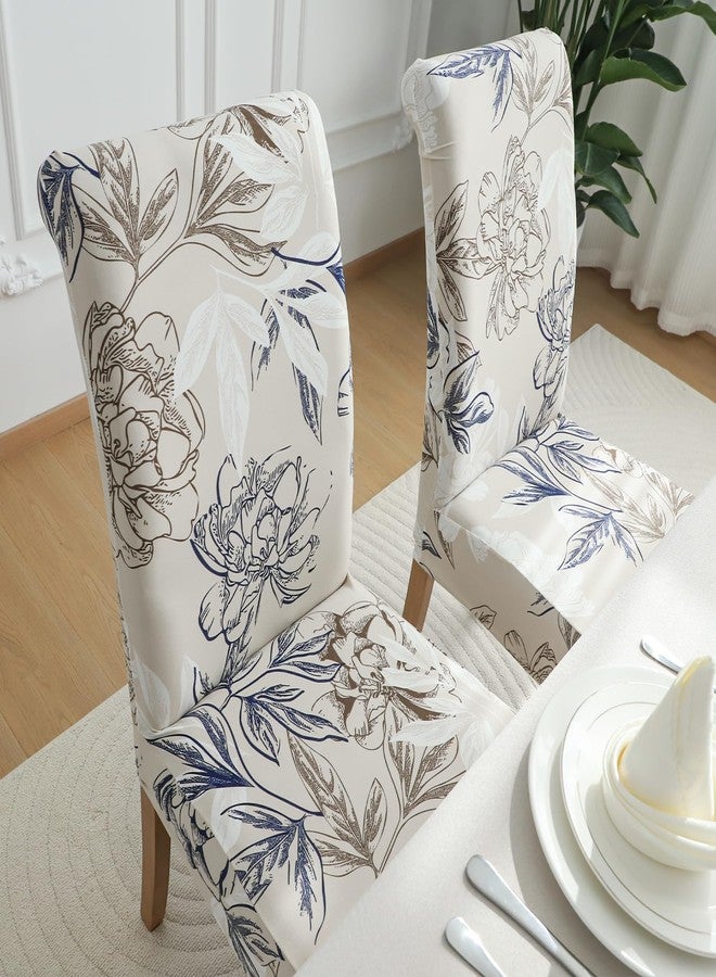 FORCHEER Chair Covers for Dining Room Set of 4 Elegant Flowers Stretch Floral Kitchen Chair Slipcover 4 Pieces Washable and Removable - Image 5