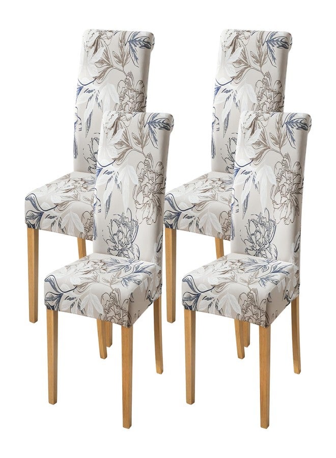 FORCHEER Chair Covers for Dining Room Set of 4 Elegant Flowers Stretch Floral Kitchen Chair Slipcover 4 Pieces Washable and Removable - Image 1