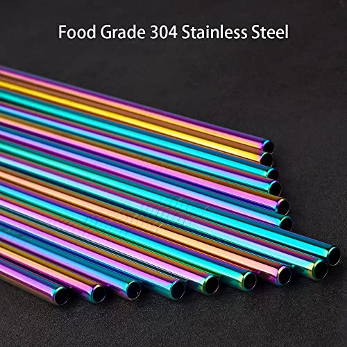 Tomorotec [24 PCS] Value Pack Reusable Stainless Steel Straws in Bulk Extra Long 10.4 inch Colorful,Tomorotec Metal Straw Sets with Cleaning Brushes,12 Straight 12 Bent For Tumblers Beverage Drink Cocktail - Image 3