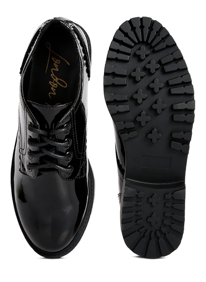 London Rag Black Patent Oxford Shoes  - Image 4
