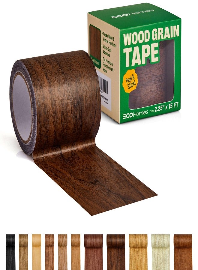 ECOHomes Wood Grain Repair Tape - Self Adhesive Brown Wood Colored Tape for Furniture Repair | Peel & Stick Veneer Strips Trim, Woodgrain Duct Tape for Furniture, Vinyl Floor, Door Patch Kit (Dark Walnut) - Image 1