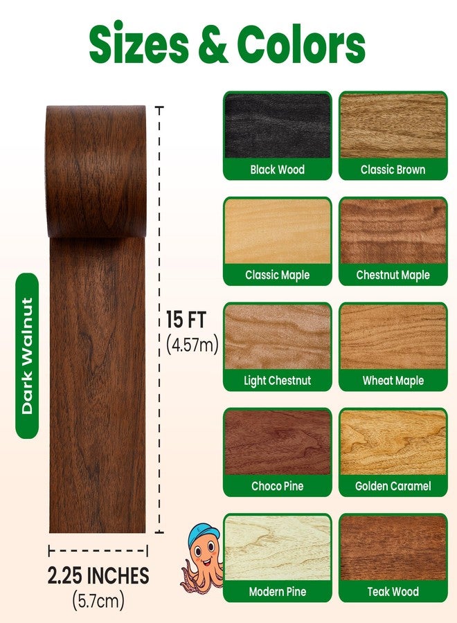 ECOHomes Wood Grain Repair Tape - Self Adhesive Brown Wood Colored Tape for Furniture Repair | Peel & Stick Veneer Strips Trim, Woodgrain Duct Tape for Furniture, Vinyl Floor, Door Patch Kit (Dark Walnut) - Image 5
