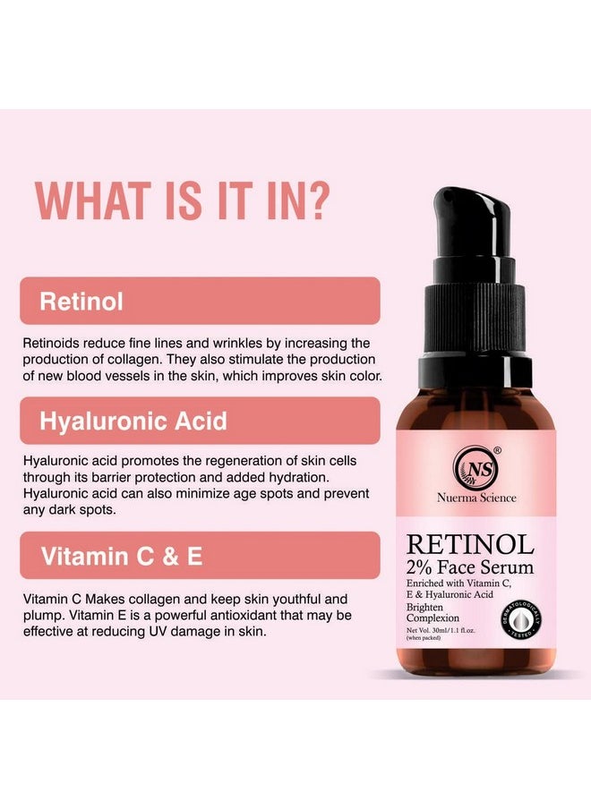 Nuerma Science - 2% Retinol Face Serum With Hyaluronic Acid For Anti-Aging & Reduce Fine Lines & Wrinkles - 30Ml - Image 1