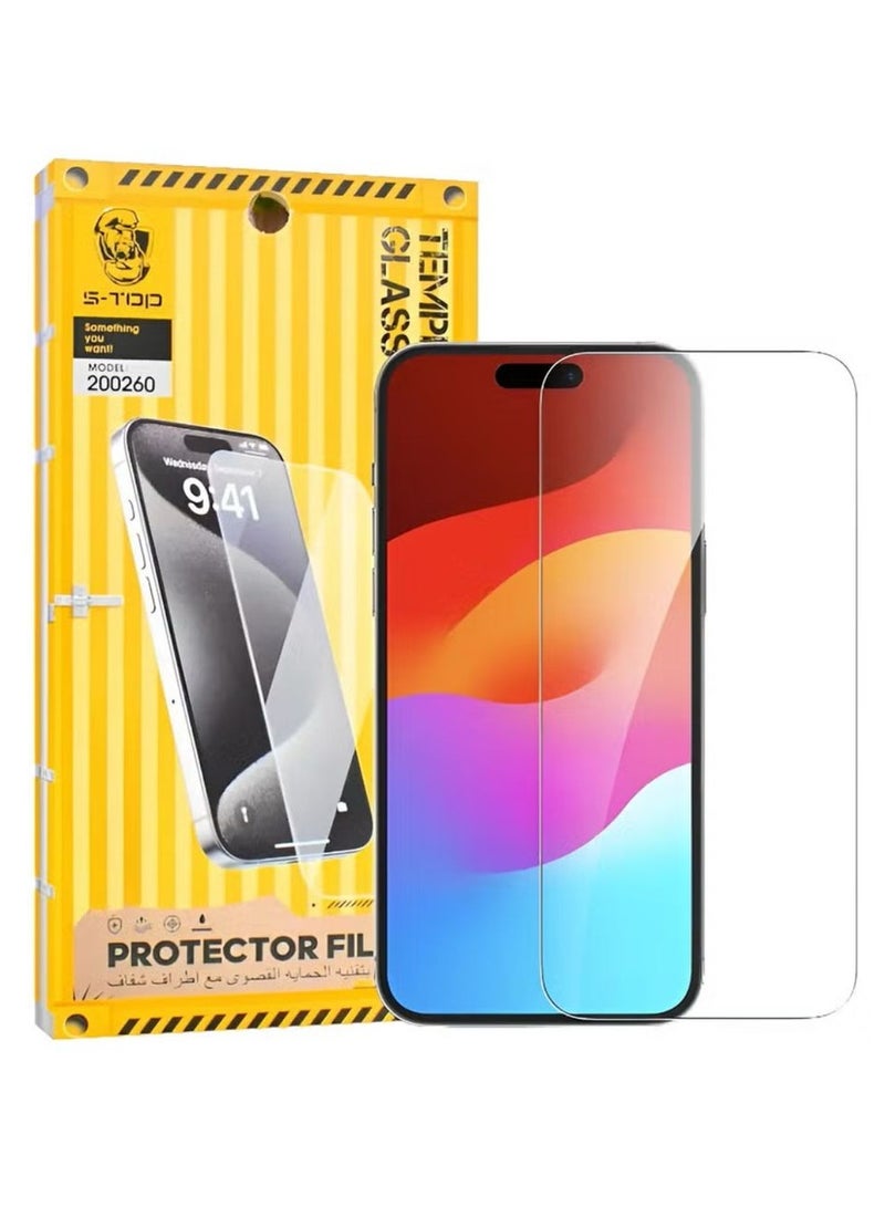 اس-توب شاشة حماية لموبايل ايفون 15 بروماكس  ( iPhone 15 Pro Max) طبقة من الزجاج المقوى بدون حواف سوداء, حماية كاملة لشاشة هاتفك ضد الكسر و التوهج من S-TOP - Image 1