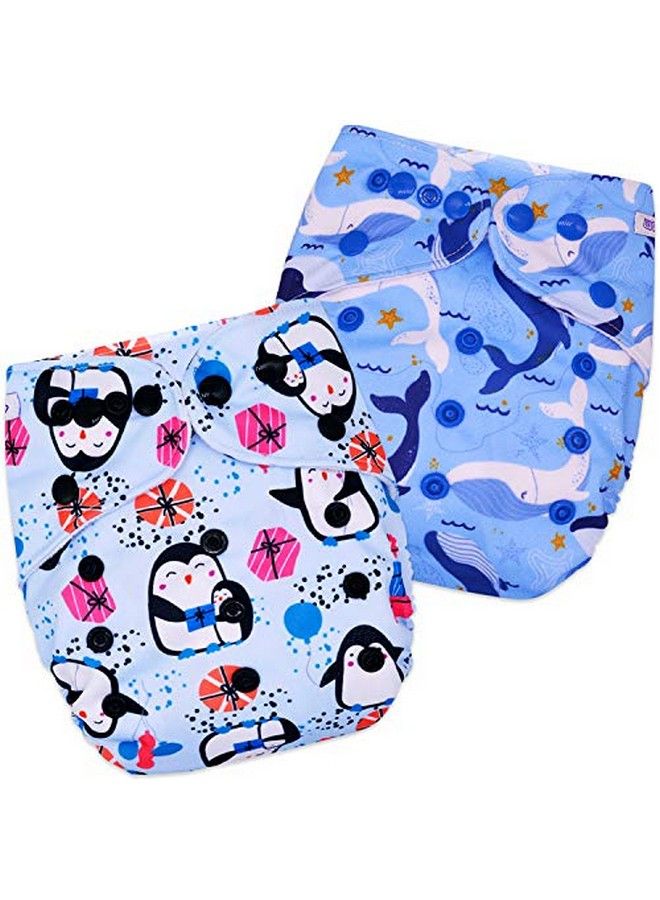 BEMBIKA Baby Pocket Cloth Diapers Without Inserts Reusable Cloth Diapers Washable Fitted Diapers One Size Adjustable Reusable For Baby Girls And Boys (2 Combo) (No Inserts Included)2V - Image 1