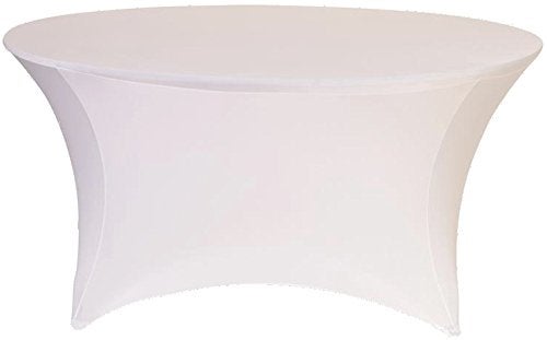 Banquet Tables Pro White 72 Inch 6 Ft Round Spandex Table Cover for Events Wedding Parties Washable and Wrinkle Resistant