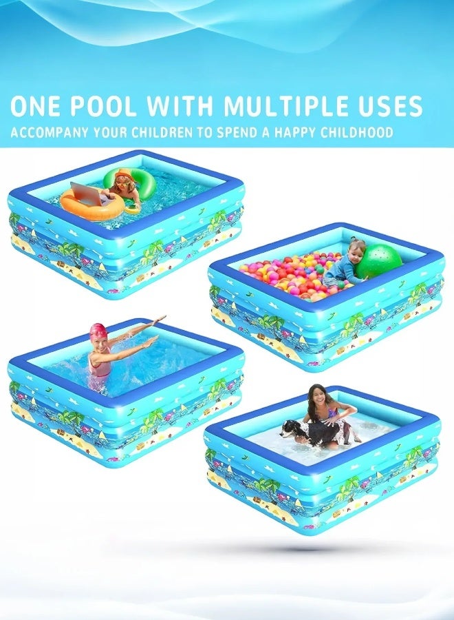 Paka Rabbit Inflatable pool, 210*138*58CM thickened family toddler swimming pool, outdoor, garden, backyard, summer water party children's adult inflatable swimming pool  - Image 3