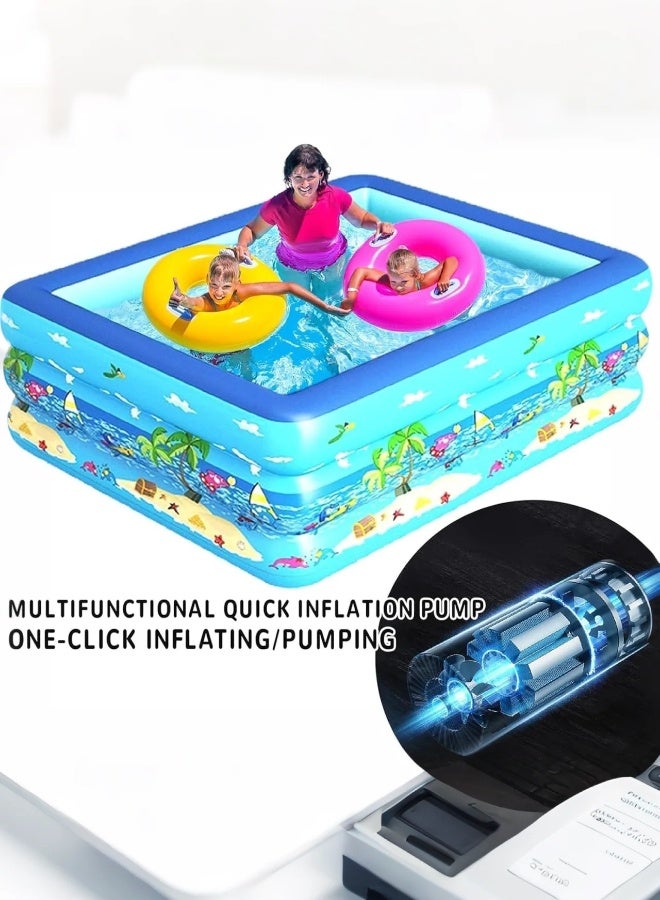 Paka Rabbit Inflatable pool, 210*138*58CM thickened family toddler swimming pool, outdoor, garden, backyard, summer water party children's adult inflatable swimming pool  - Image 5