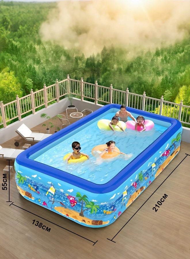 Paka Rabbit Inflatable pool, 210*138*58CM thickened family toddler swimming pool, outdoor, garden, backyard, summer water party children's adult inflatable swimming pool  - Image 2