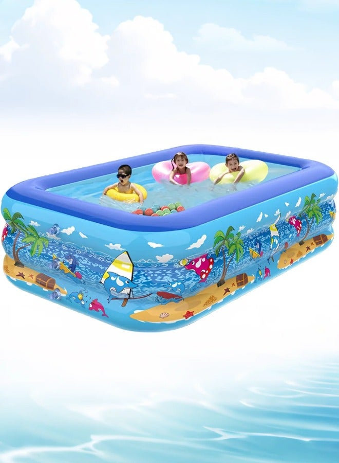 باكا رابيت حوض سباحة قابل للنفخ، 210*138*58 سم، حوض سباحة عائلي سميك للأطفال الصغار، خارجي، حديقة، فناء خلفي، حفلة مائية صيفية، حوض سباحة قابل للنفخ للأطفال والكبار - Image 5