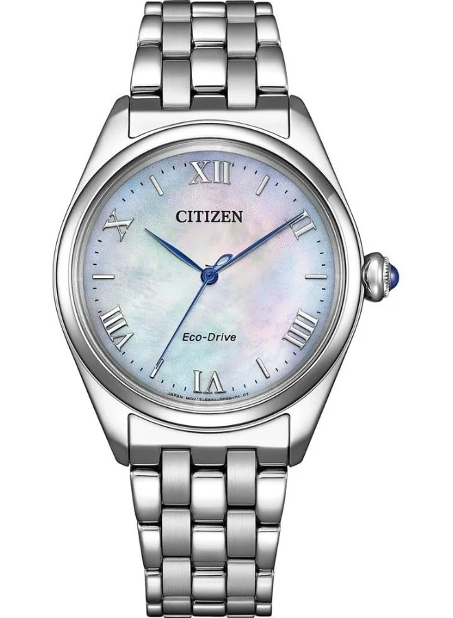 سيتيزن Women'S Analogue Eco-Drive Watch With Stainless Steel Strap Em1140-80D